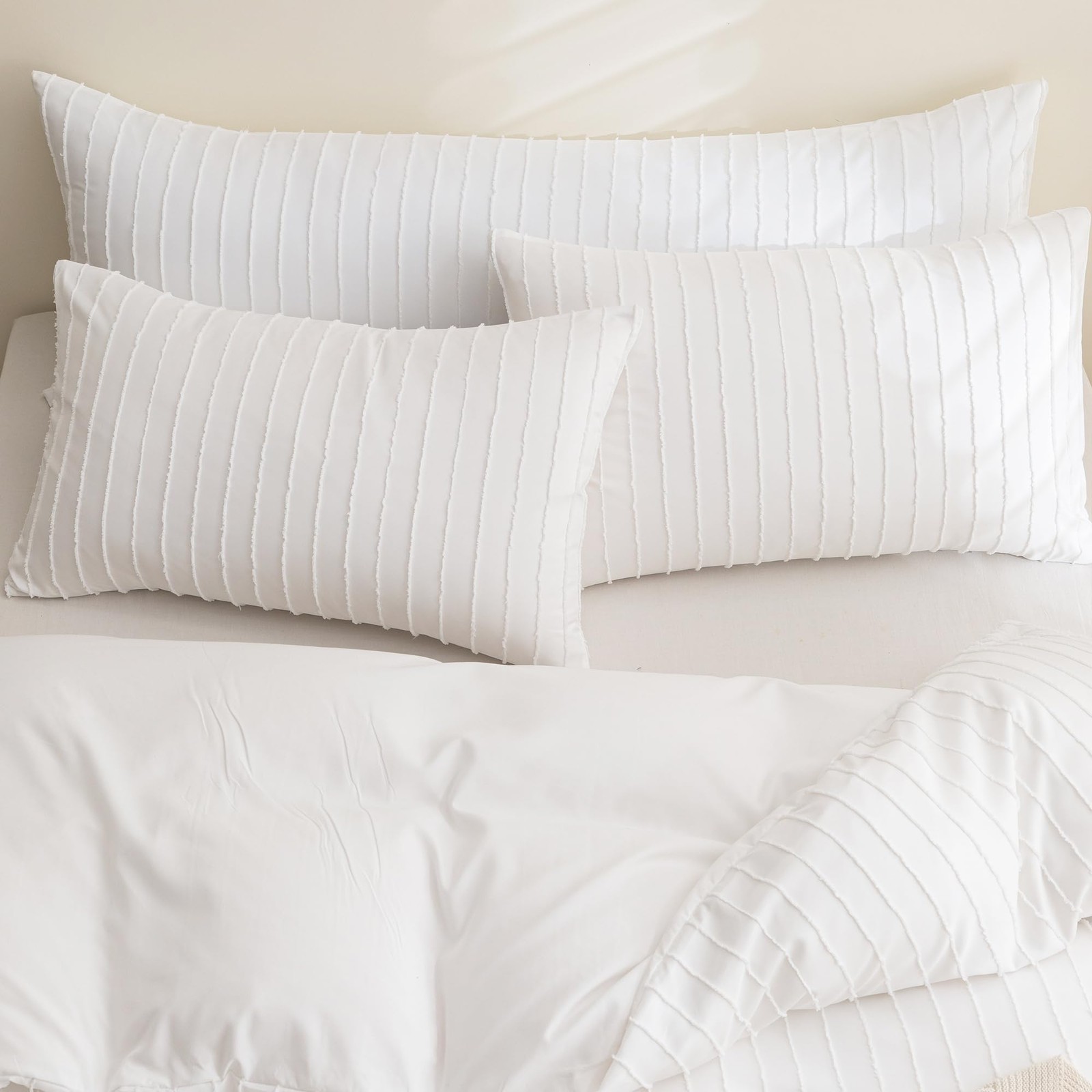 Boho Striped Body Pillowcase 20x54in Polyester Envelope Cover, White