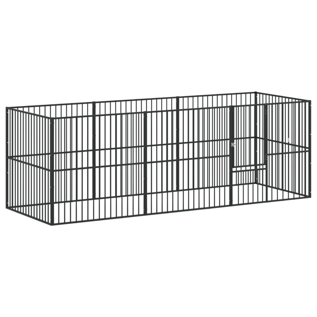 Dog Playpen Black Galvanized Steel Large Heavy Duty Dog Playpen vidaXL