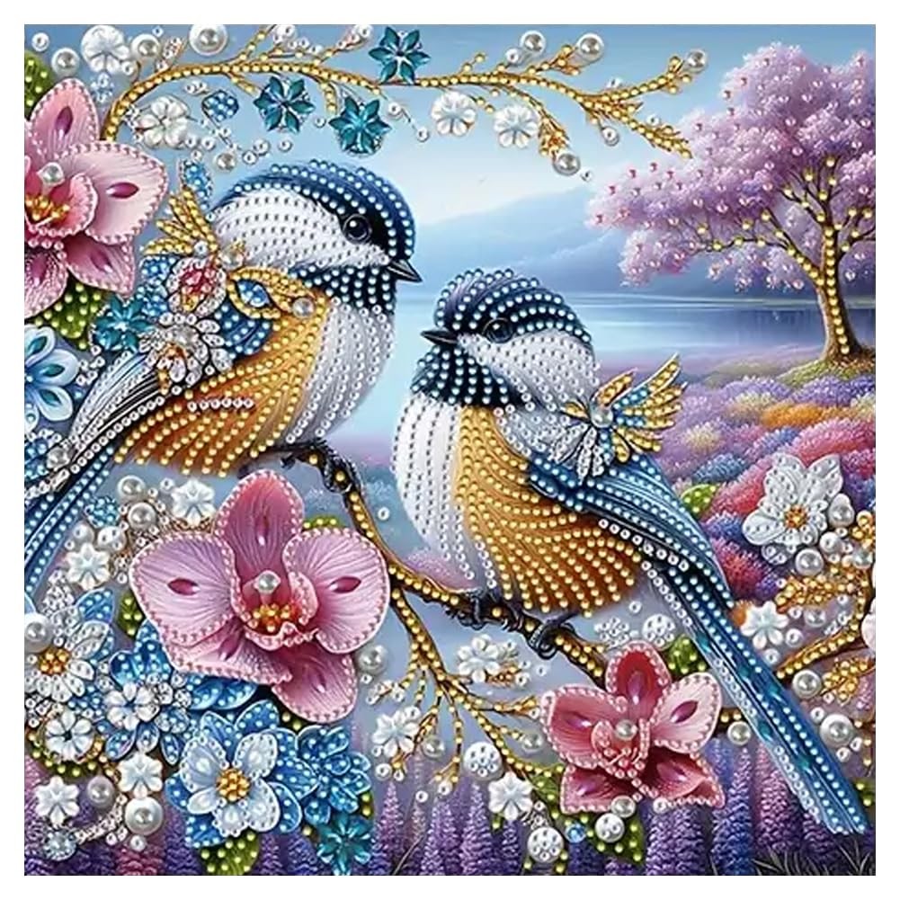 Special Shape Magpies Diamond Art Painting Kits for Adults,Flowers Diamond Art K