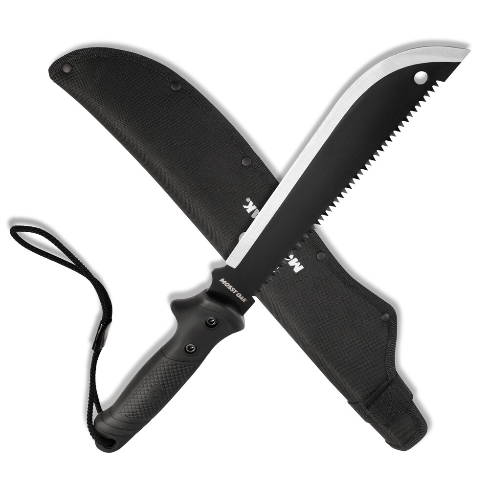 MOSSY OAK 19" Machete with Saw Sharp Machete No-Slip Handle Machetes with Sheath