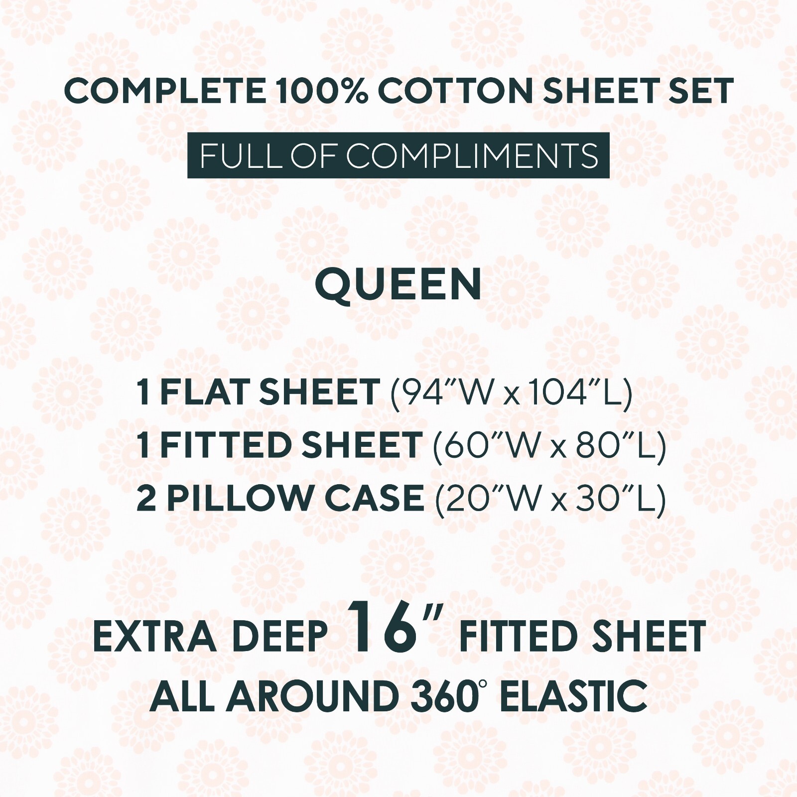 4-Piece Bed Sheet Set 100% Cotton Flat Fitted Sheets queen sheet set deep pocket