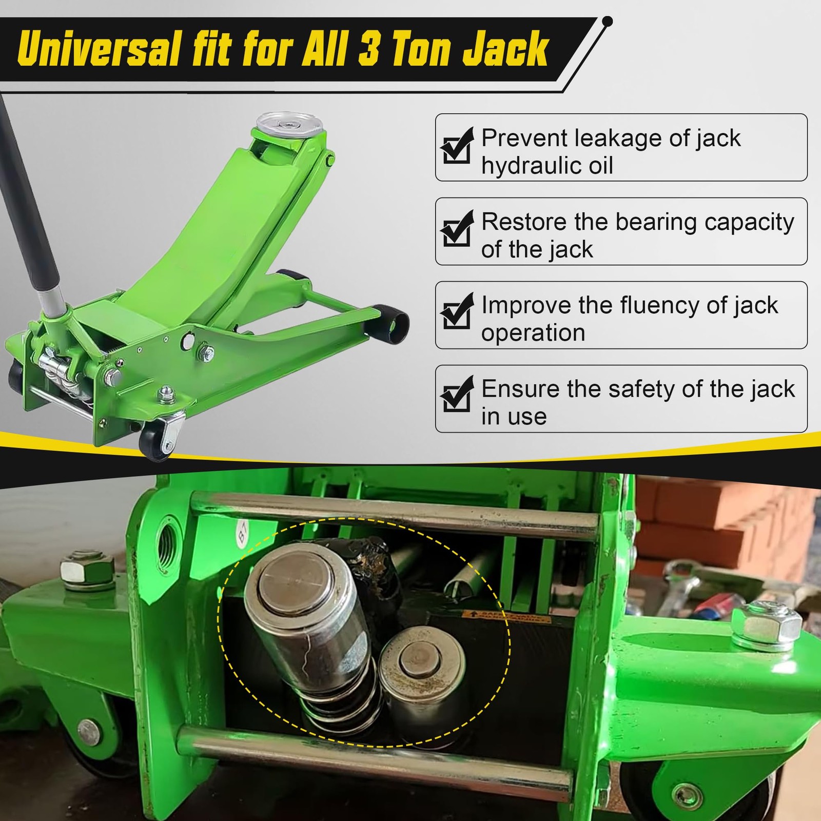 Floor Jack Replacement Part Kit,Low Side Bigger & Smaller Pump Piston...