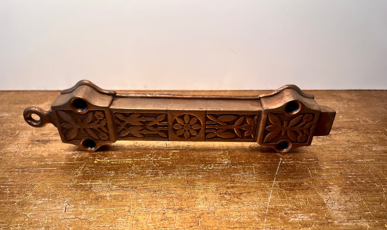 Antique Eastlake French/Barn Solid Brass DOOR LATCH Slide Bolt -spring pull 11"