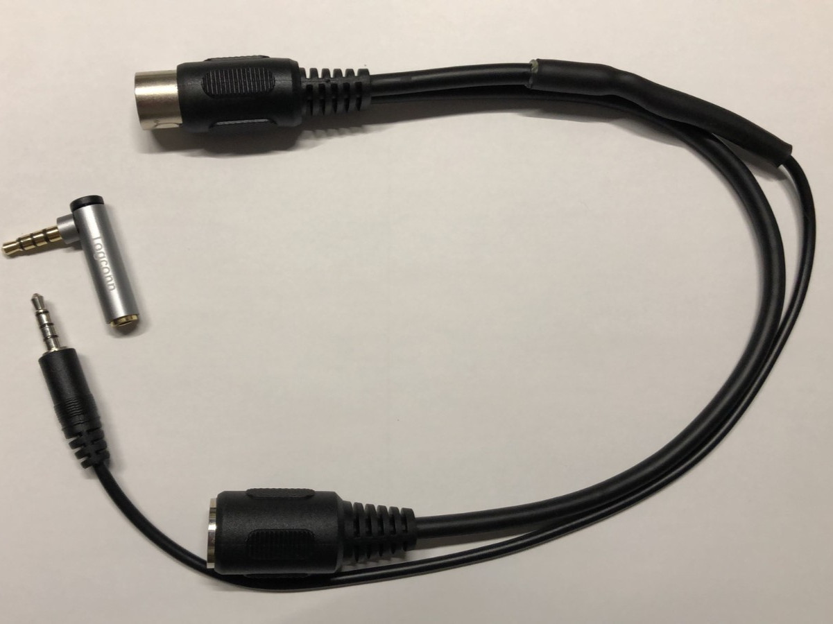 Commodore IEC Y Breakout Cable Male/Female DIN + TRRS C64 C128 C64U, 90 deg incl