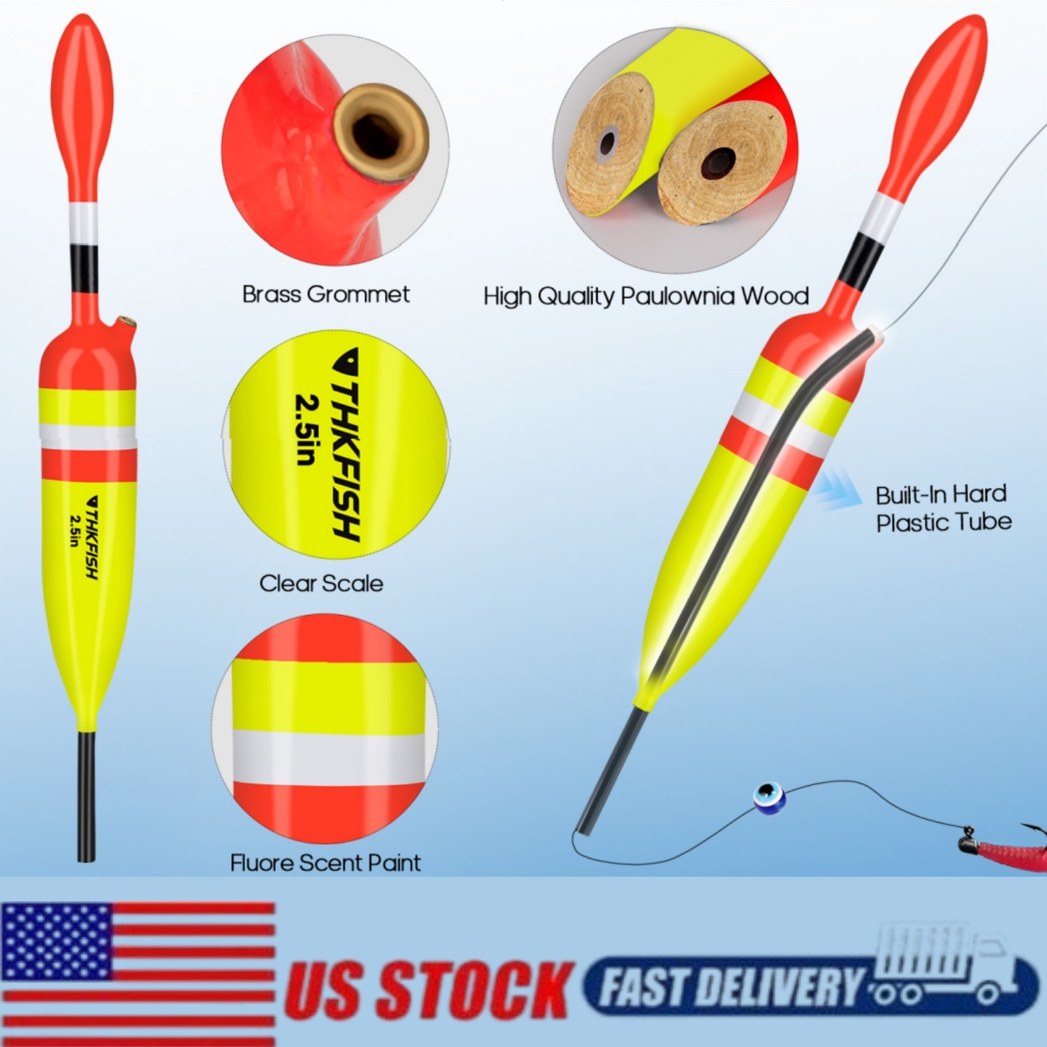 Balsa Wood Body Slip Bobbers Floats Oval High Sensitive Slip Bobber for Fishing