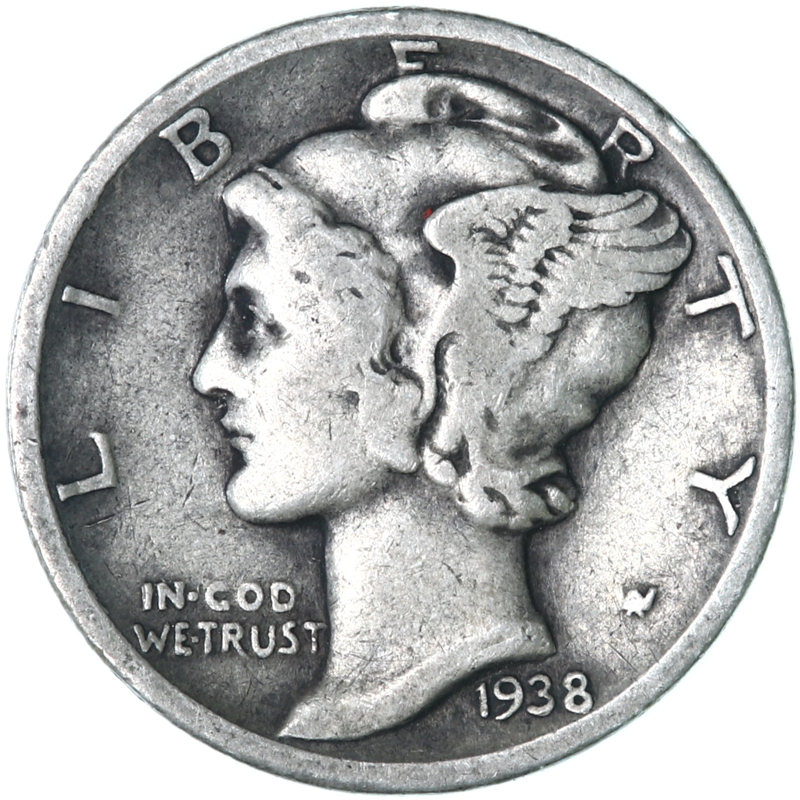 1938 (P) Mercury Dime 90% Silver Very Good VG