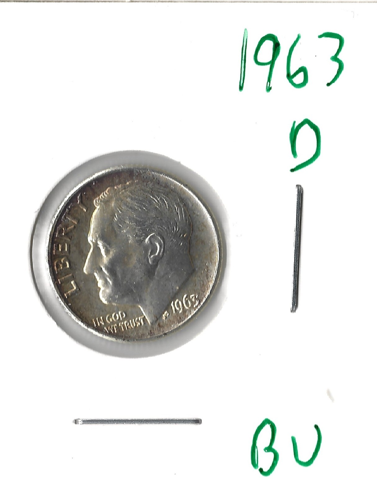 Coin United States 10 Cents (Roosevelt) 1963 D KM195, ASW .0723