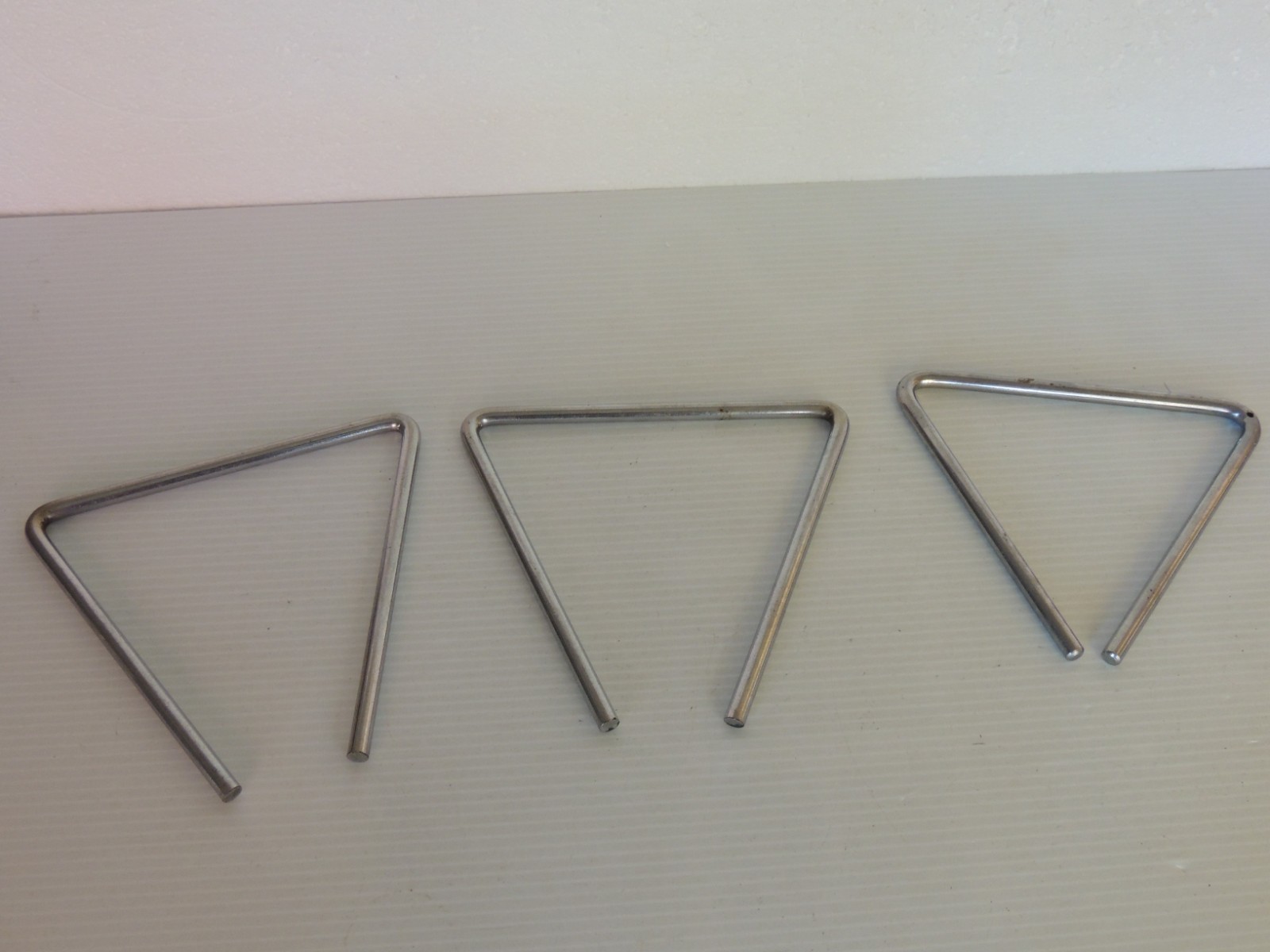 Steel Metal 6" Triangle Musical Percussion Instrument Silver Tone three pc