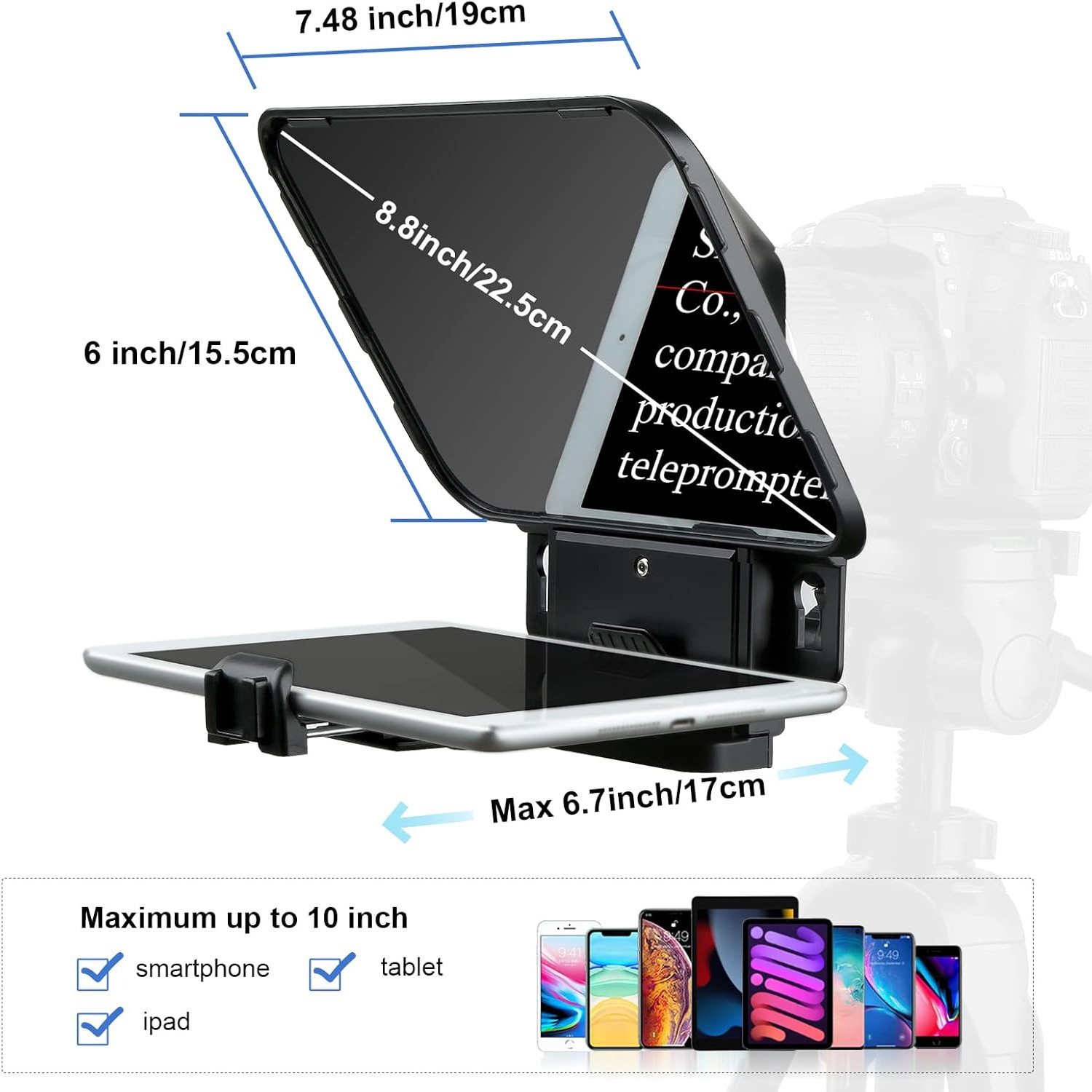 Desview T3 Teleprompter for Camera & Smartphone Video Recording Live Streaming