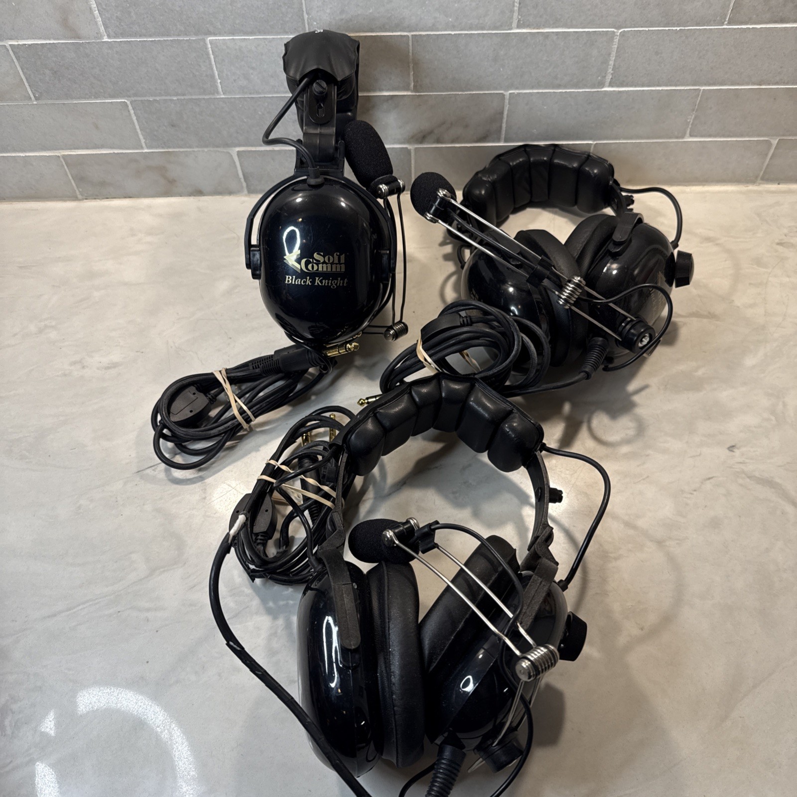 Soft Comm Black Knight Aviation Headset C-50 - Lot Of 3 Pairs - Read Description