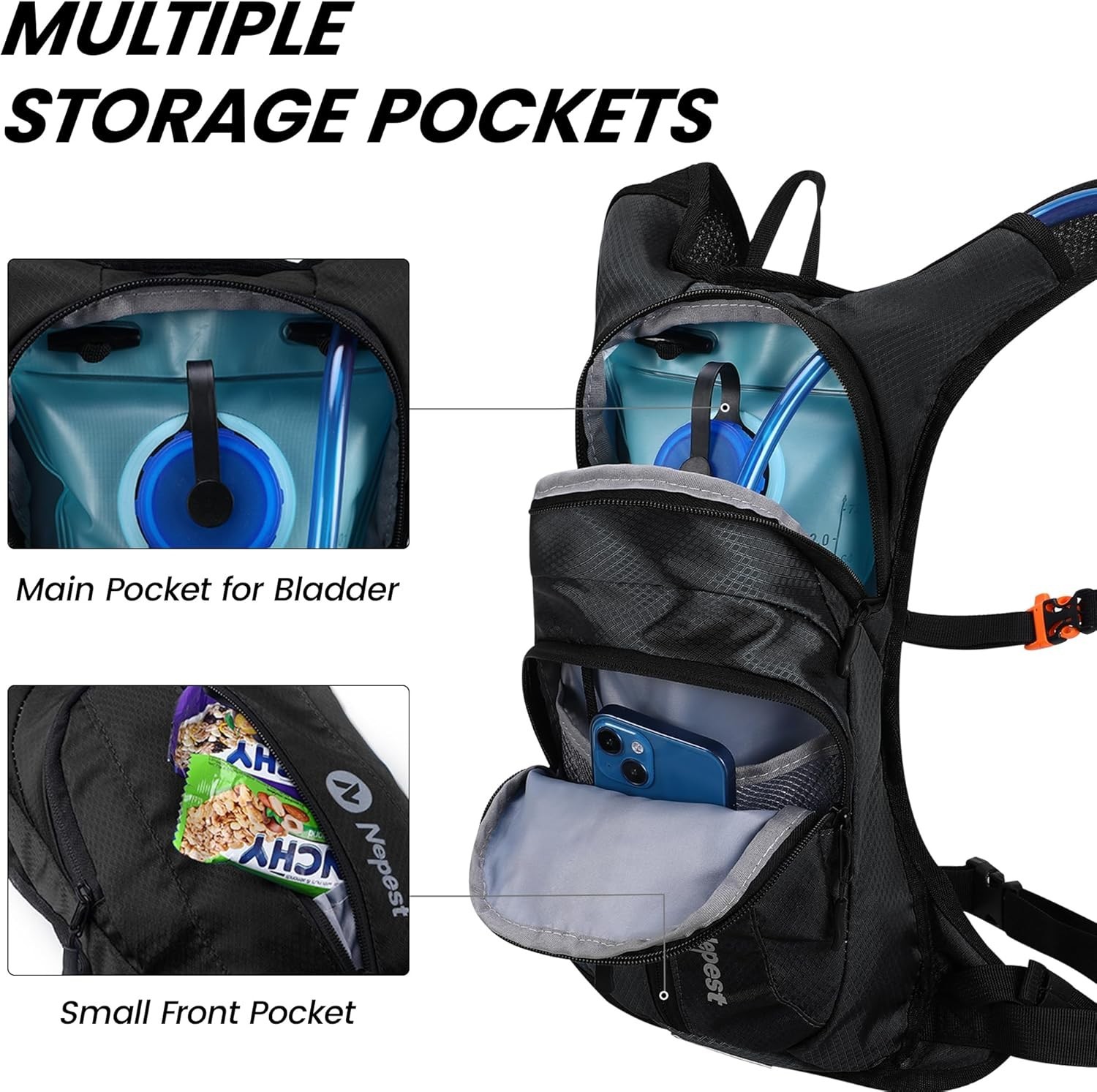 Hydration Pack Backpack for Women & Men, Lightweight Water Backpack with 2L W...