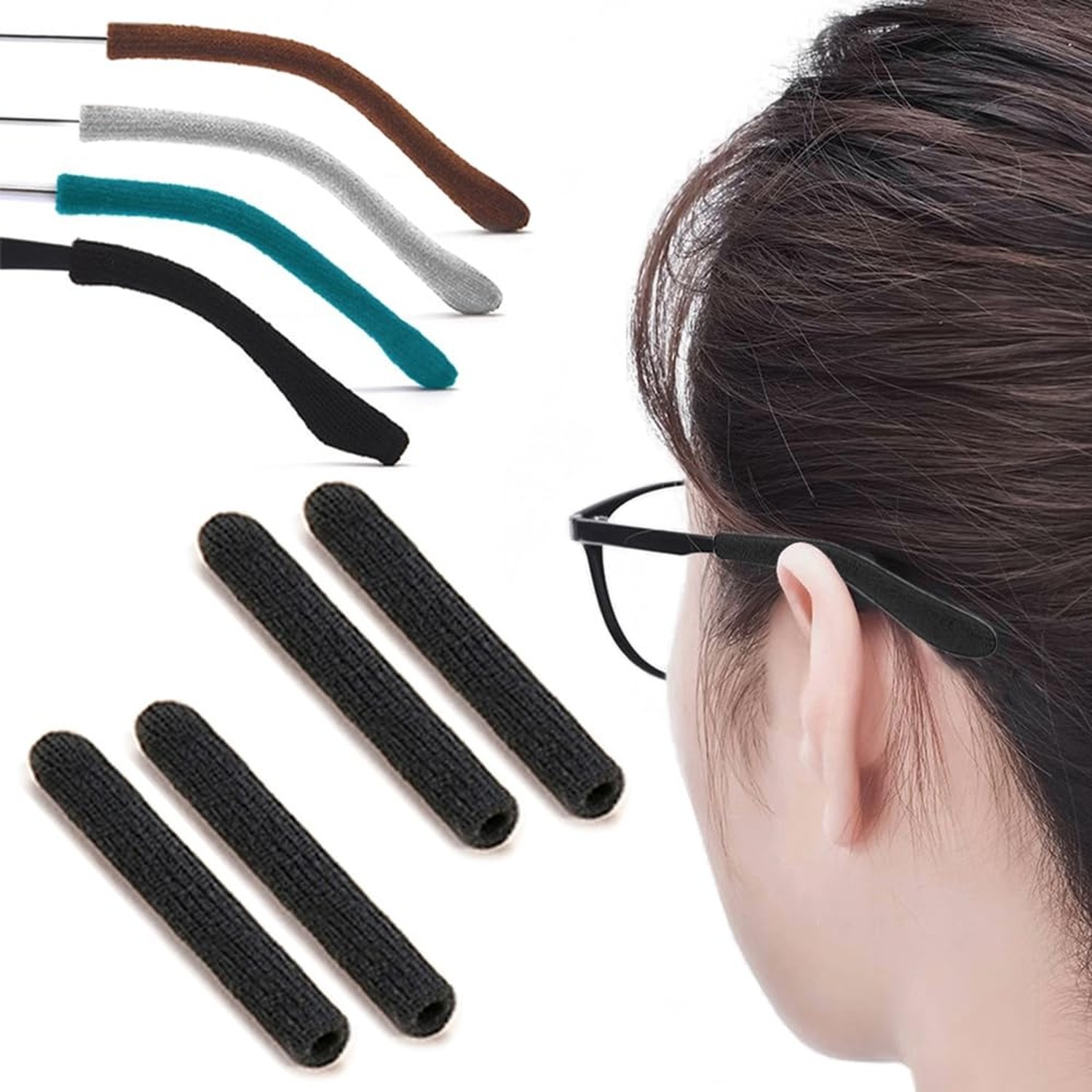 2 Pairs Upgrade Soft Glasses Ear Cushion, Anti Slip Knitting Cotton Eye Glass...