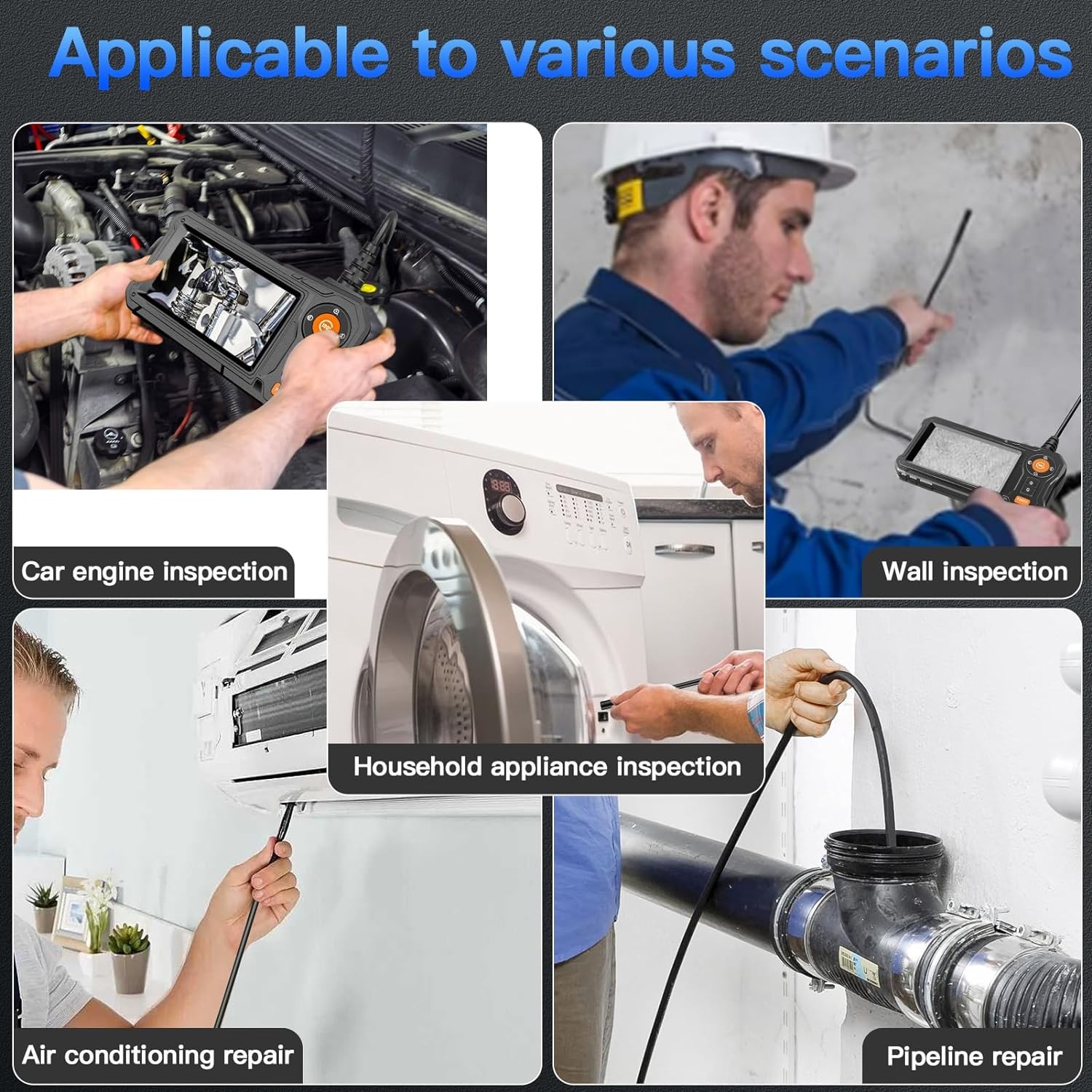 Endoscope Camera with Light - 4.3" LCD Screen Inspection Cameras,IP67 Waterproof