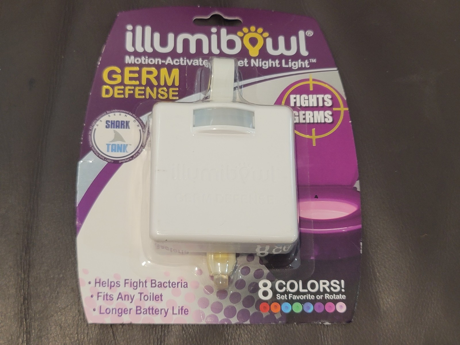 8 color Illumibowl Motion Activated Toilet Night Light Germ Defense / Shark Tank