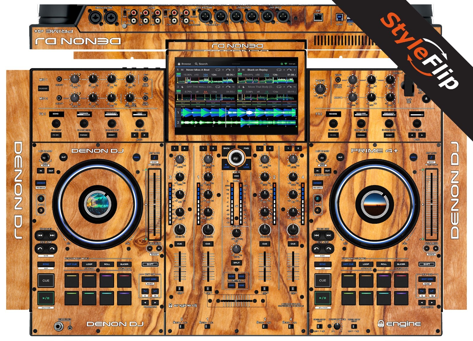 Denon Prime 4+ Skin | Wood #6 | Protective Decal | StyleFlip Skins