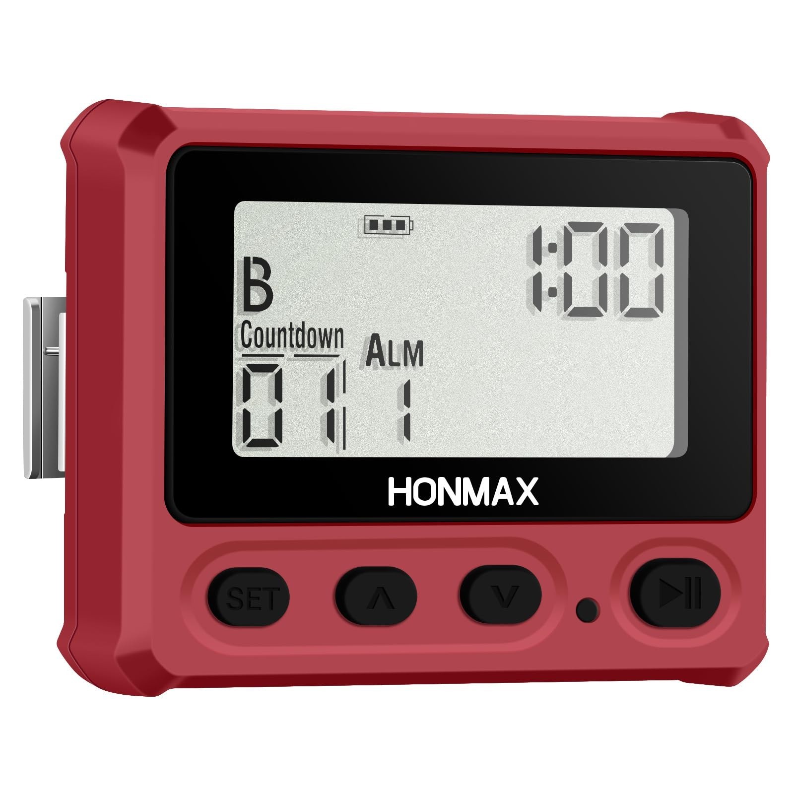 Honmax 8200-0401 Digital Interval Timer Stopwatch USB-C Rechargeable Red