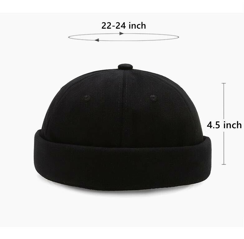 Men Retro Brimless Hat Skull cap Sailor Cap Beanie Rolled Cuff Adjustable Paint
