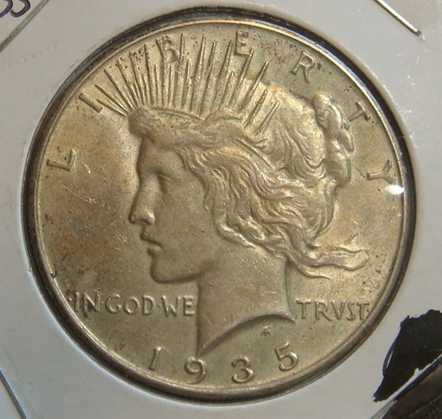 1935 Peace Dollar AU55 ICG