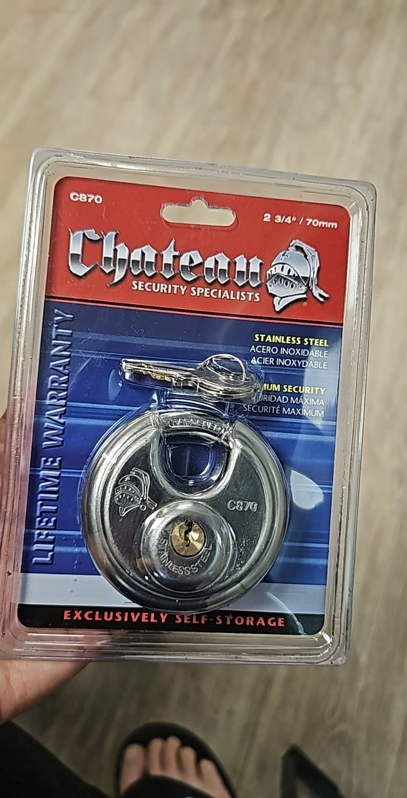 Chateau c870 Self-Storage Lock Stainless Steel 2 (2 3/4") 70mm, with 2 keys