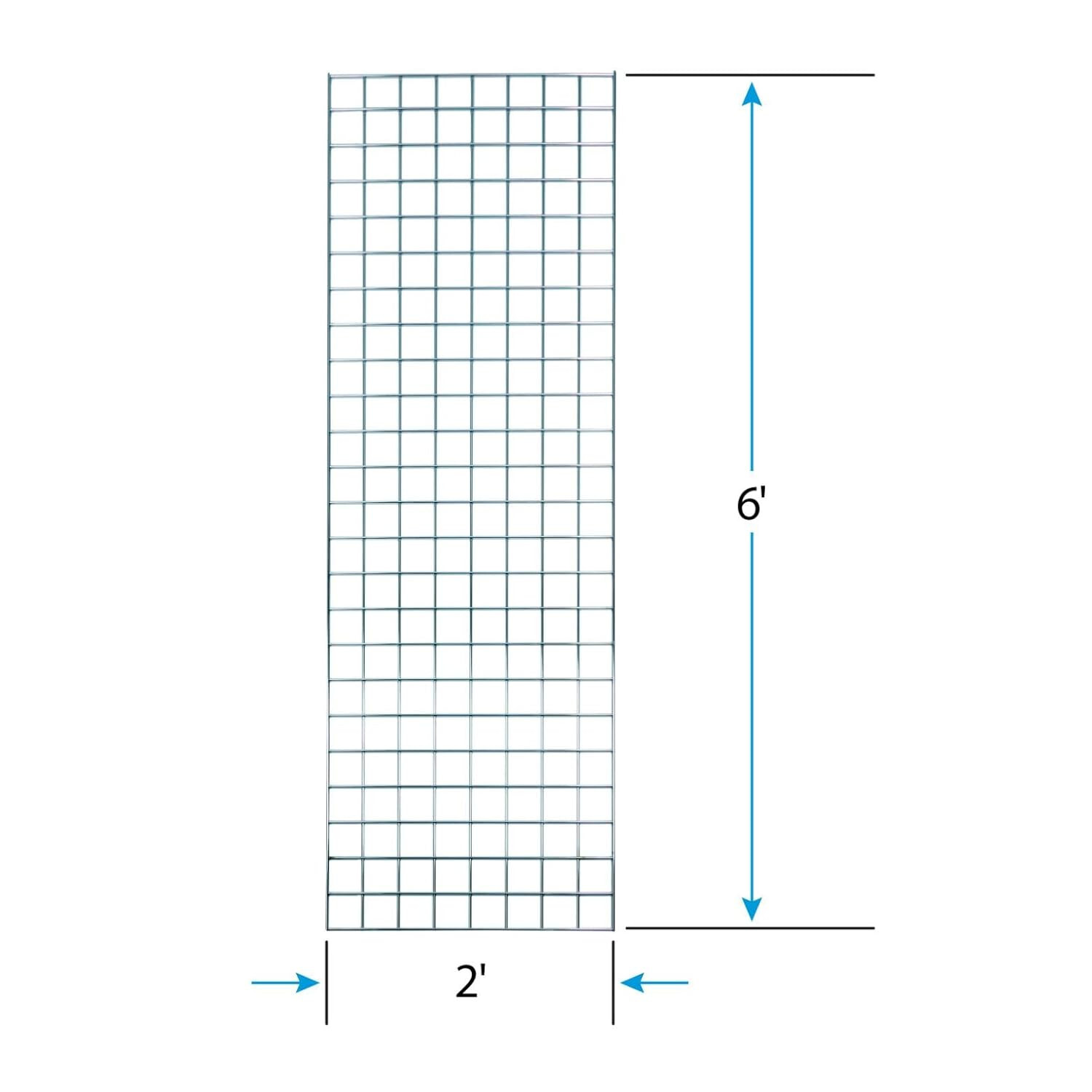 Set 4 Gridwall Panels 2' x 6' Grid Wall Display Chrome Panel Steel 9 Connectors