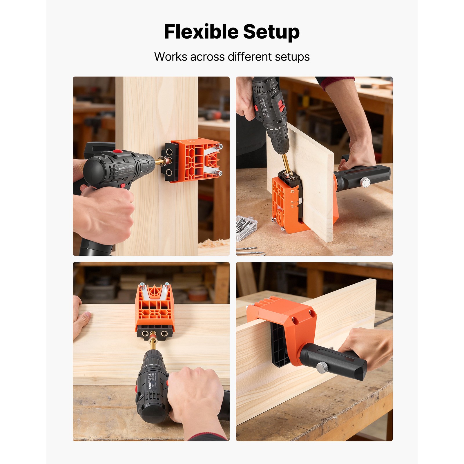 Uimoso Pocket Hole Jig Kit with Adjustable 360° Rotating Handle System