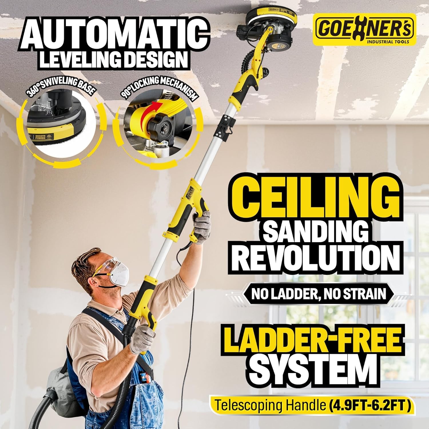 99% Dust-Free Drywall Sander Vacuum Dust Collection