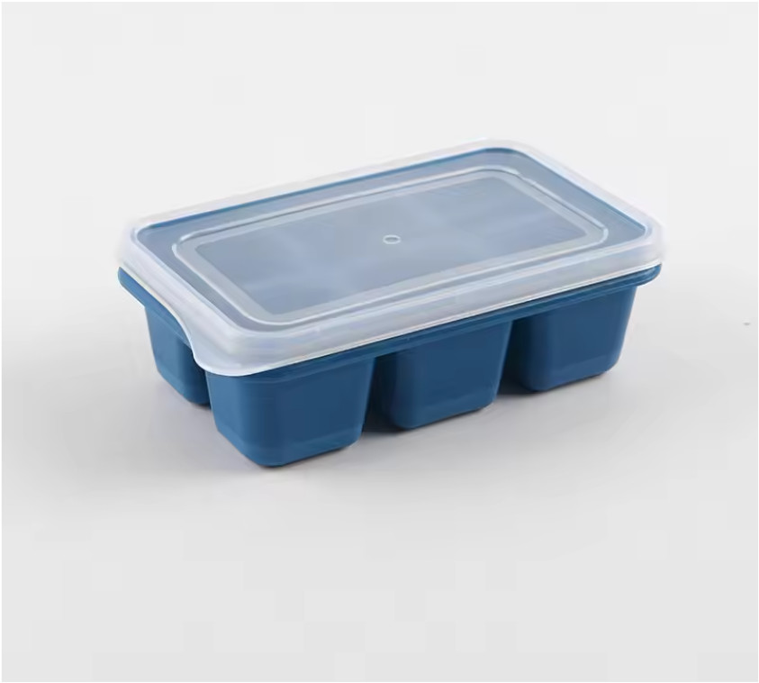 🧊 Silicone Ice Cube Tray – 6 Grid Reusable Mold with Lid