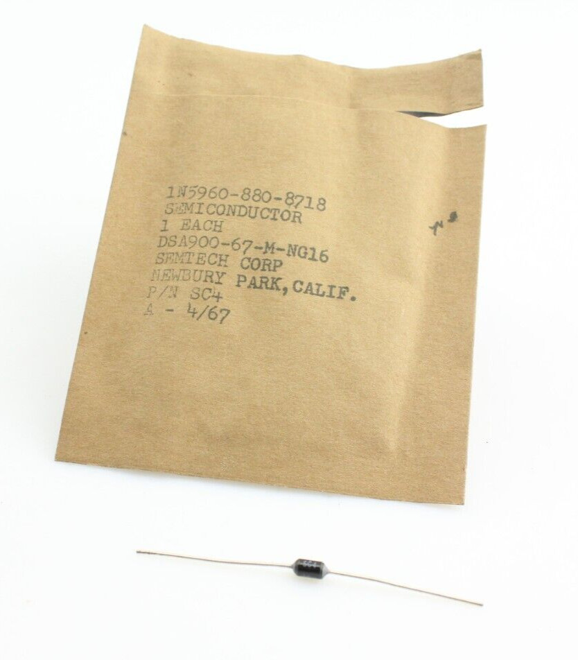 NOS Qty 1 SEMTECH CORP SC4 Diode Vintage 1967 1N5960-880-8718 Military Grade USA