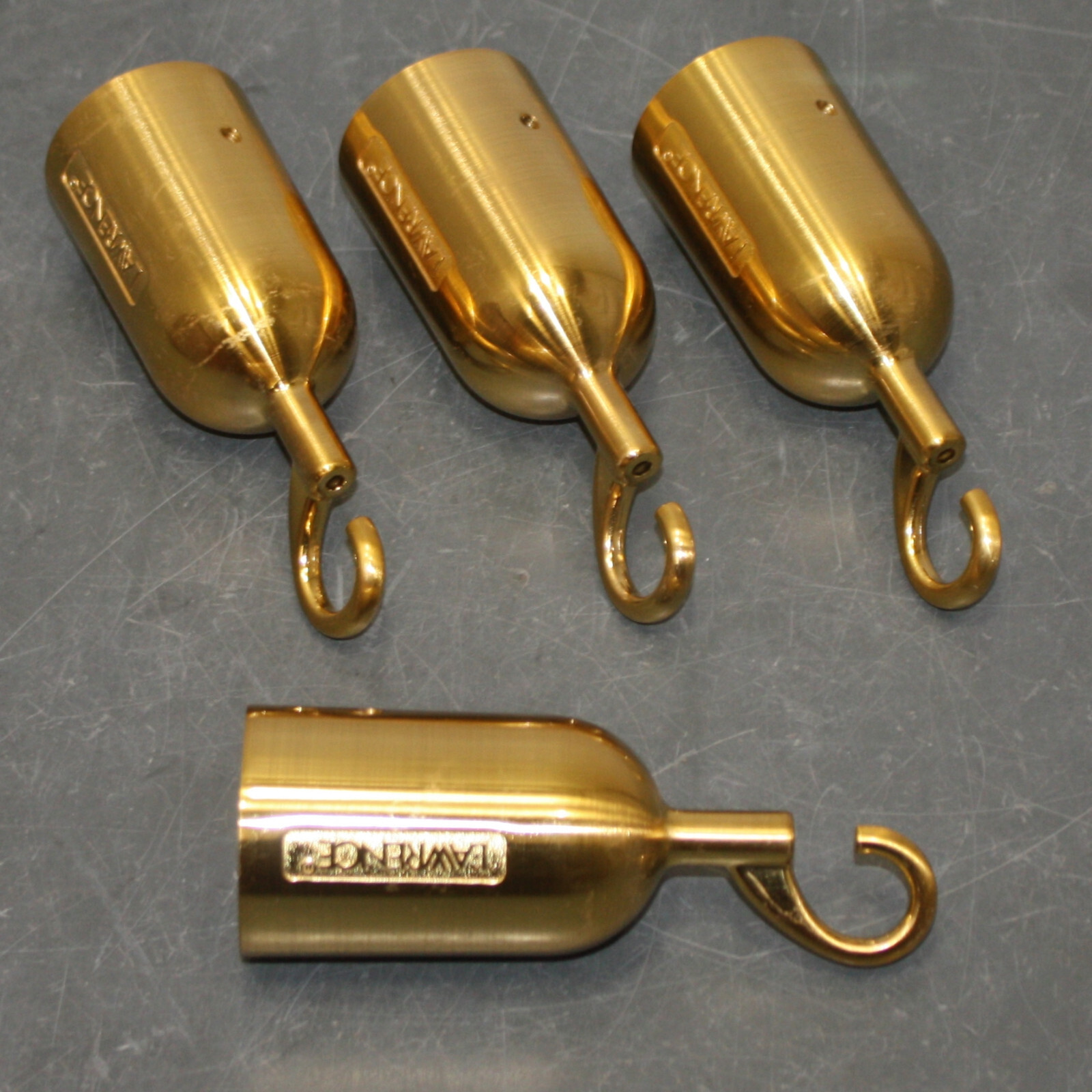 (4) Lawrence Classic Post 1-1/2" Rope Hook End ROPEEND-HOOK-2S, Brass Finish