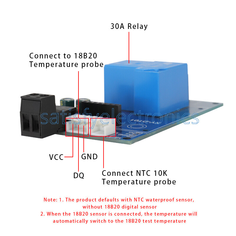 DT01 Temperature Controller Panel Digital Display Panel 30A NTC 10K Probe