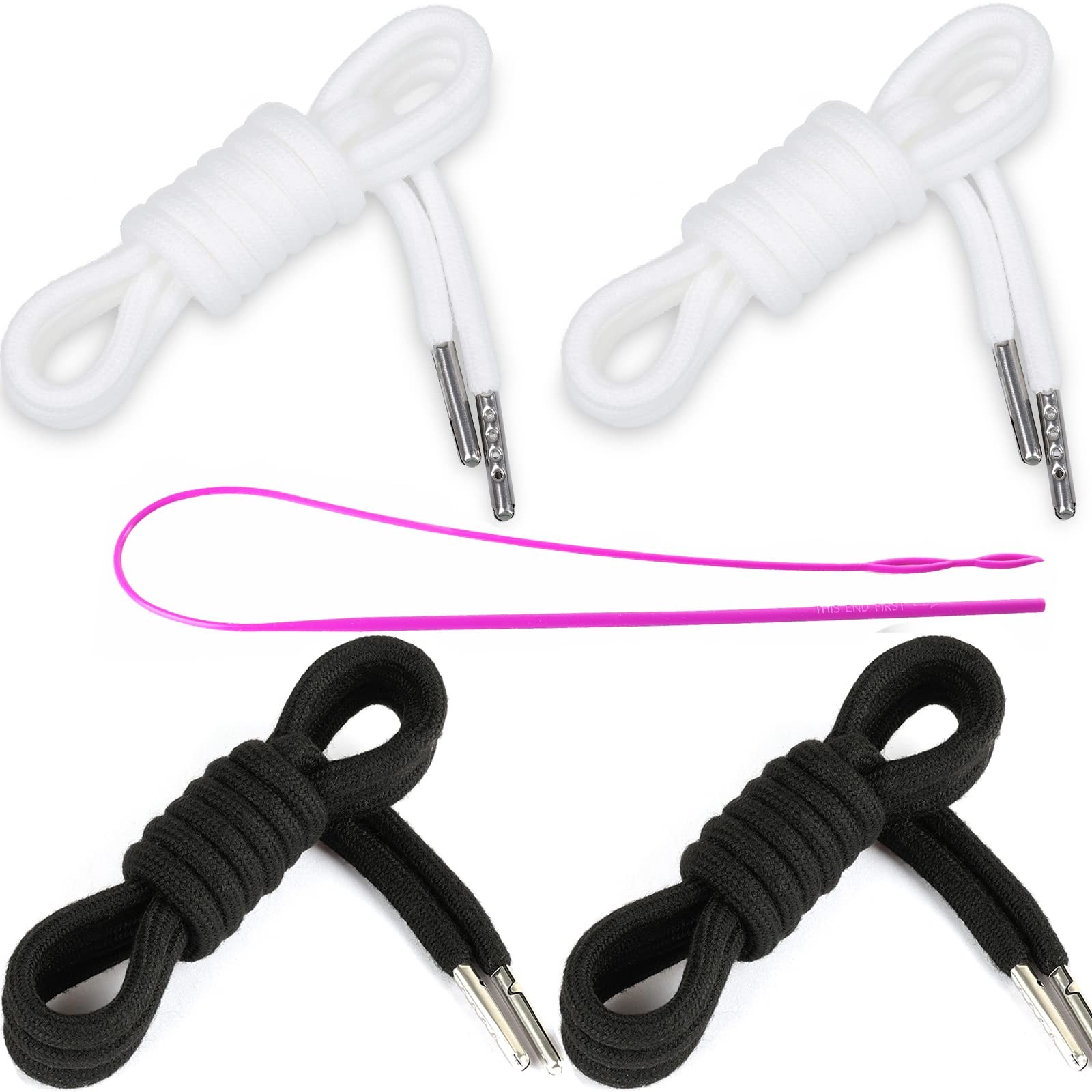 4 Pieces 53 Inches Drawstring Cords Drawstrings with Easy Threader for Sweatp...