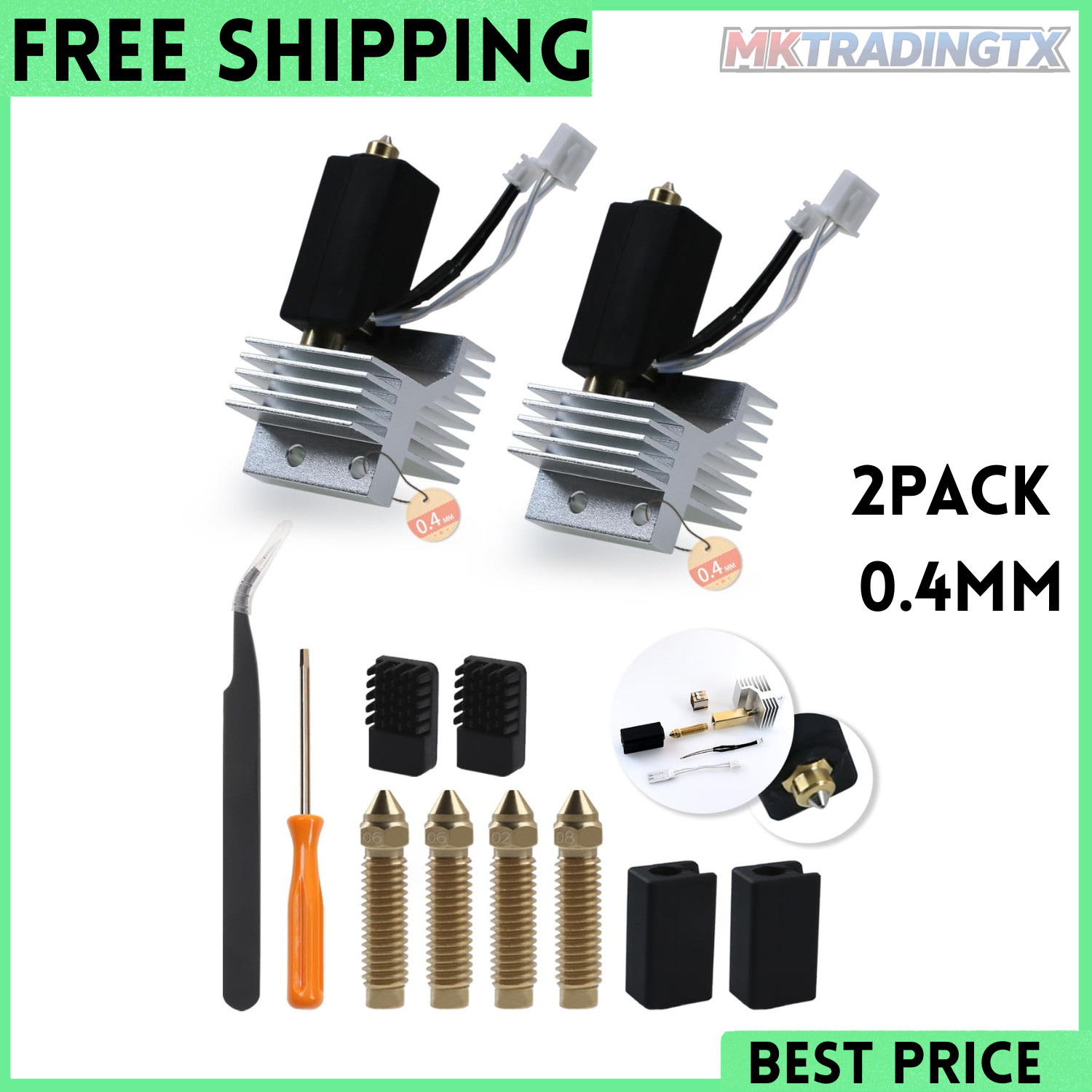 Ceramic Hotend Upgrade Kit 2 Pack for Elegoo Centauri Carbon Nozzle Set Tools