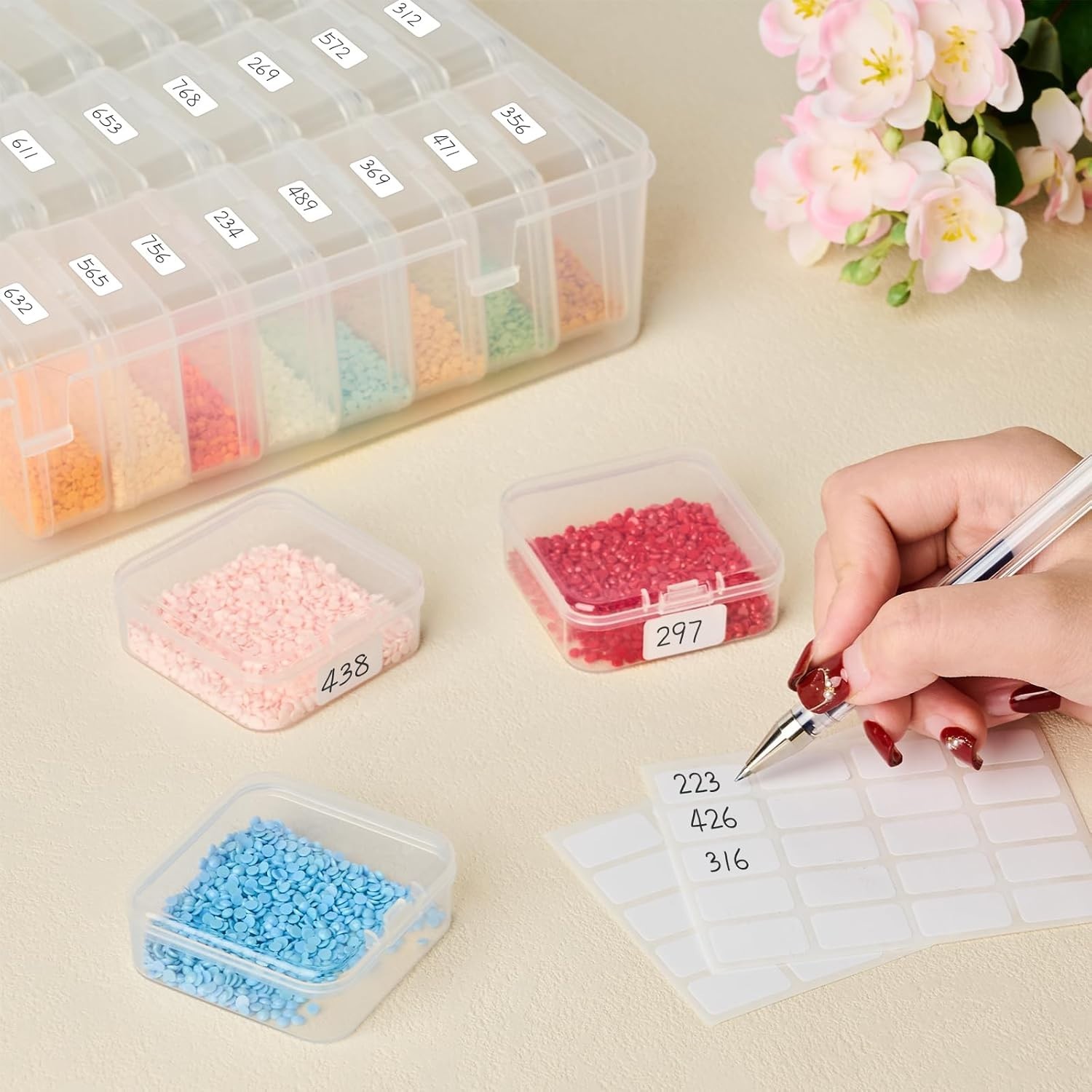 Bead Organizer Box, 31 Pcs Small Clear Plastic Bead Storage Cases, Mini Rectangl