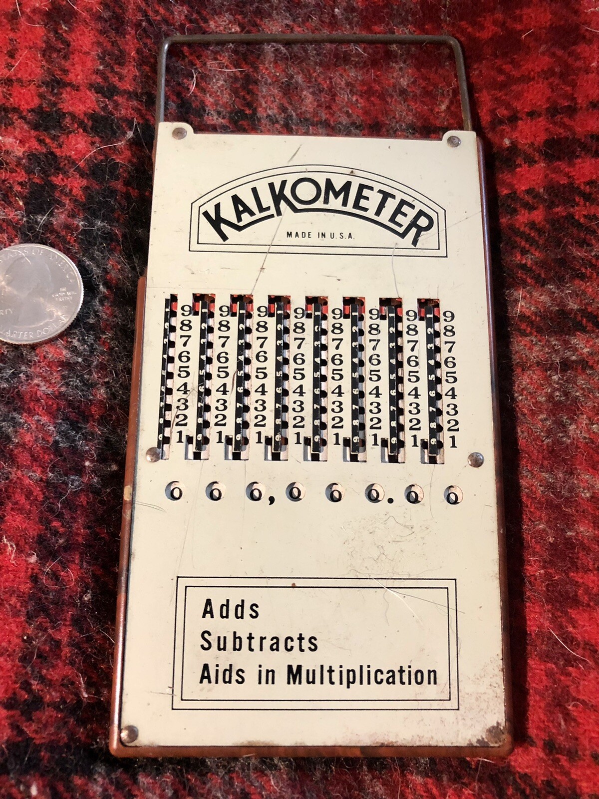 VINTAGE HAND HELD KALKOMETER ADDING MACHINE CALCULATOR Bakelite Back
