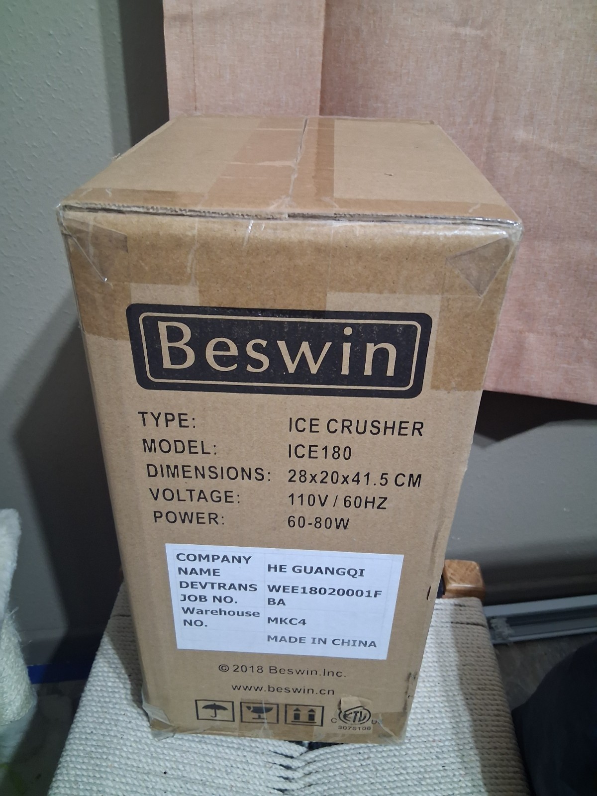 2018 Beswin Inc. Ice Crusher Model # ICE180 (NEW IN BOX)