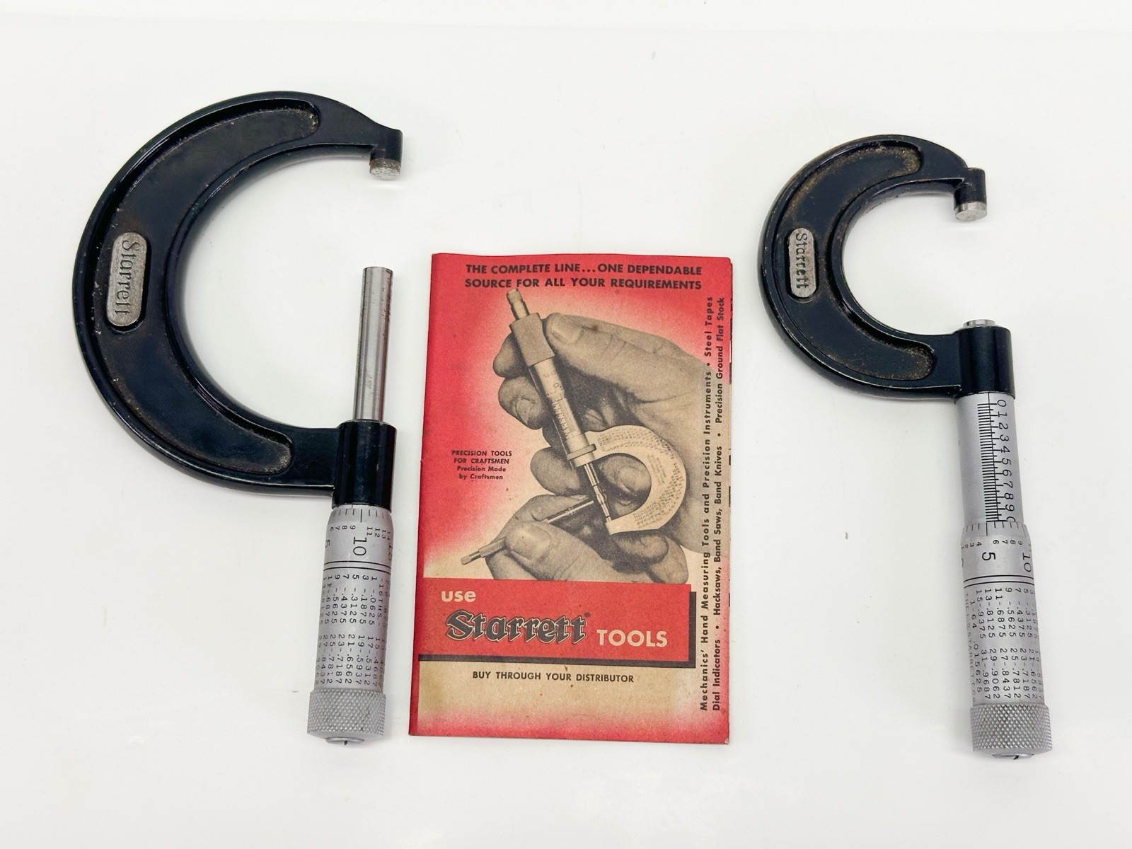 2-Vintage L.S. Starrett Micrometers No. 436, 0-1" Inch and 1"-2" Inches