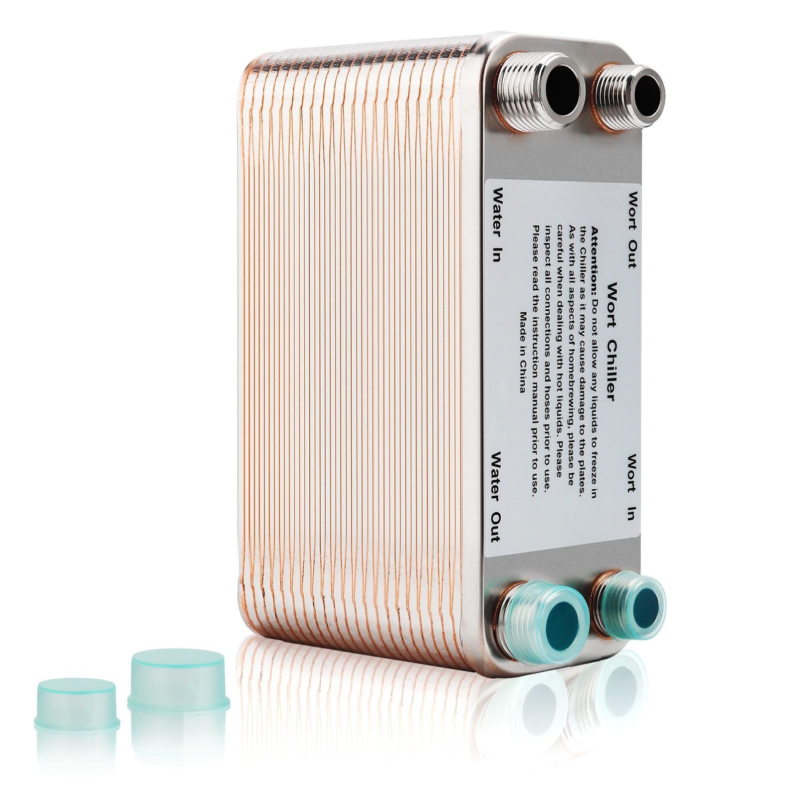 Wort Chiller 40 Plates, Brazed Plate Copper Heat Exchanger for Homebrew, Stai...