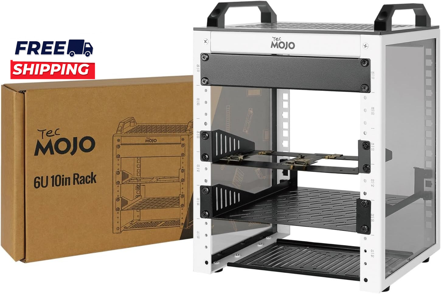 6U Network Rack 10 Inch Mini Server Rack with 2 Side Translucent Panels & 2 Top