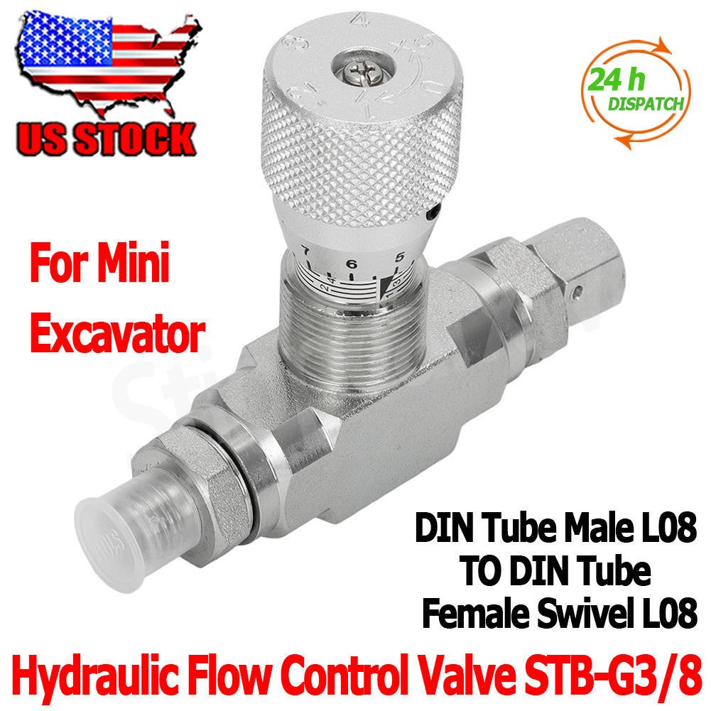 3/8" L08 -Hydraulic Flow Control Valve For Mini Excavator Valve STB-G3/8 USA