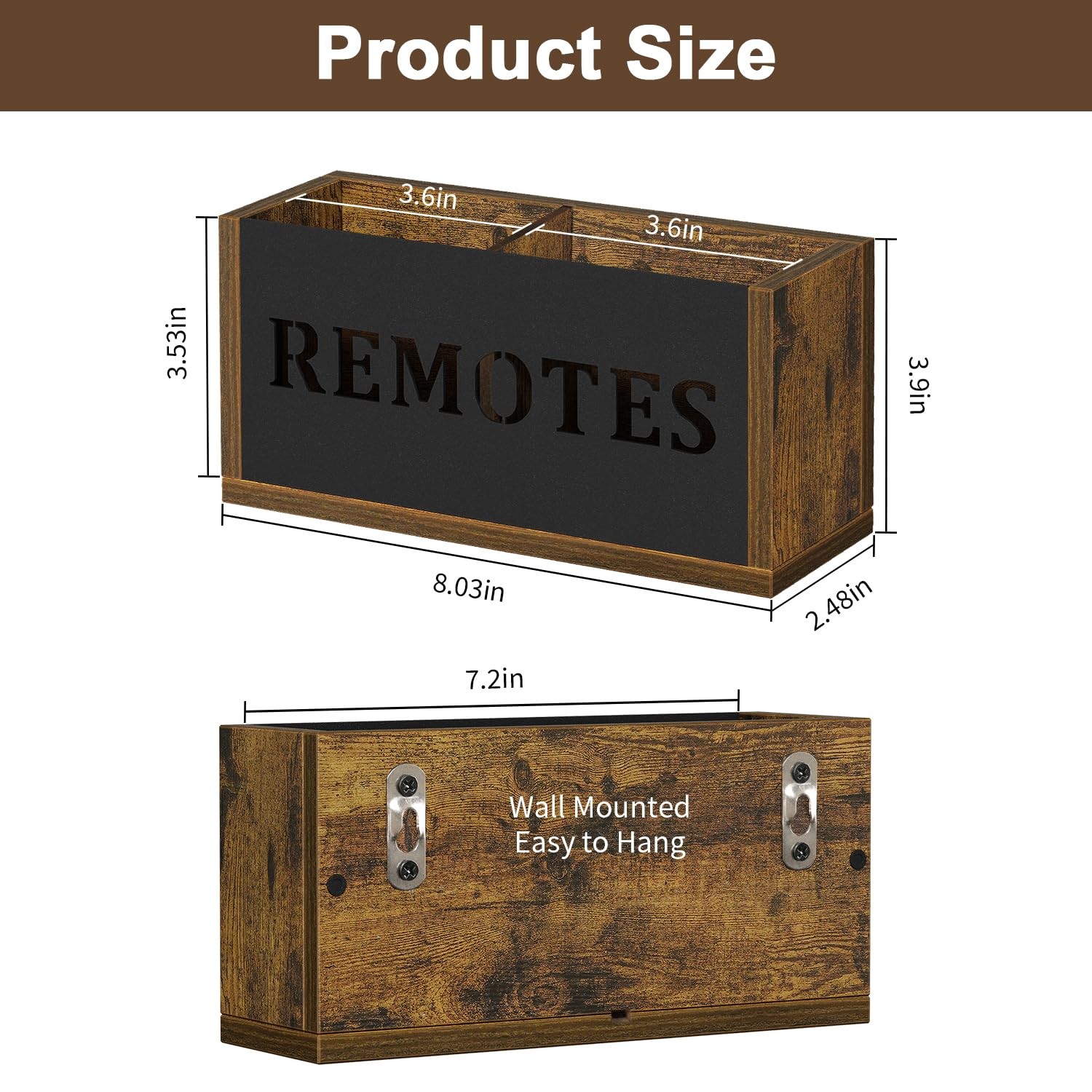 Universal TV Remote Control Holder Wall Mount Organizer Divided Storage Box