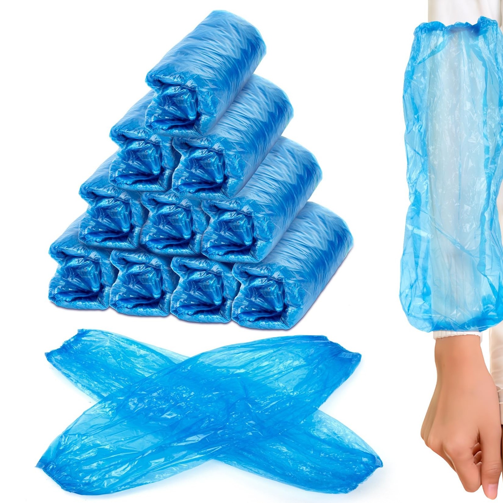 Disposable Arm Sleeves Covers - 100 Pcs Plastic Sleeve Protectors for Arms Wa...