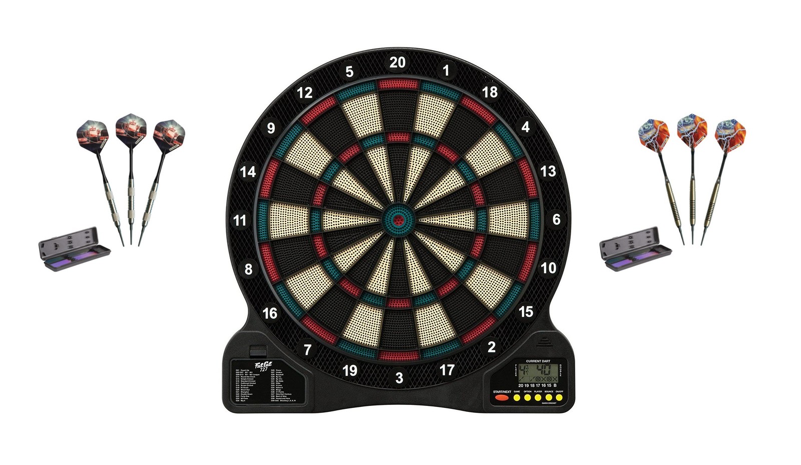 Electronic Soft Tip Dartboard + Turbo Darts + Storm Black Rings, 14 Grams
