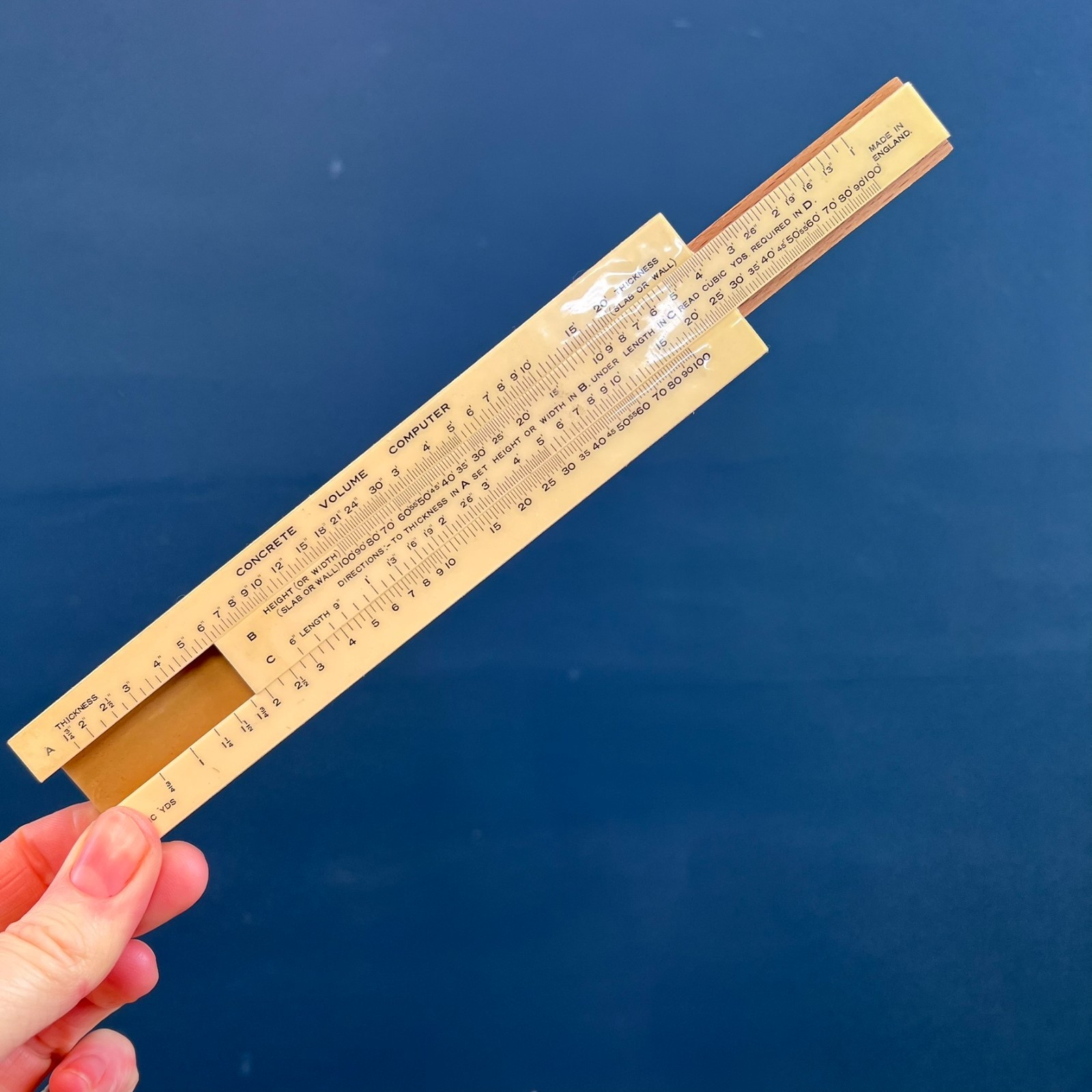 VINTAGE DENNIFF CONCRETE VOLUME COMPUTER ENGINEERING SLIDE RULER & SCALE