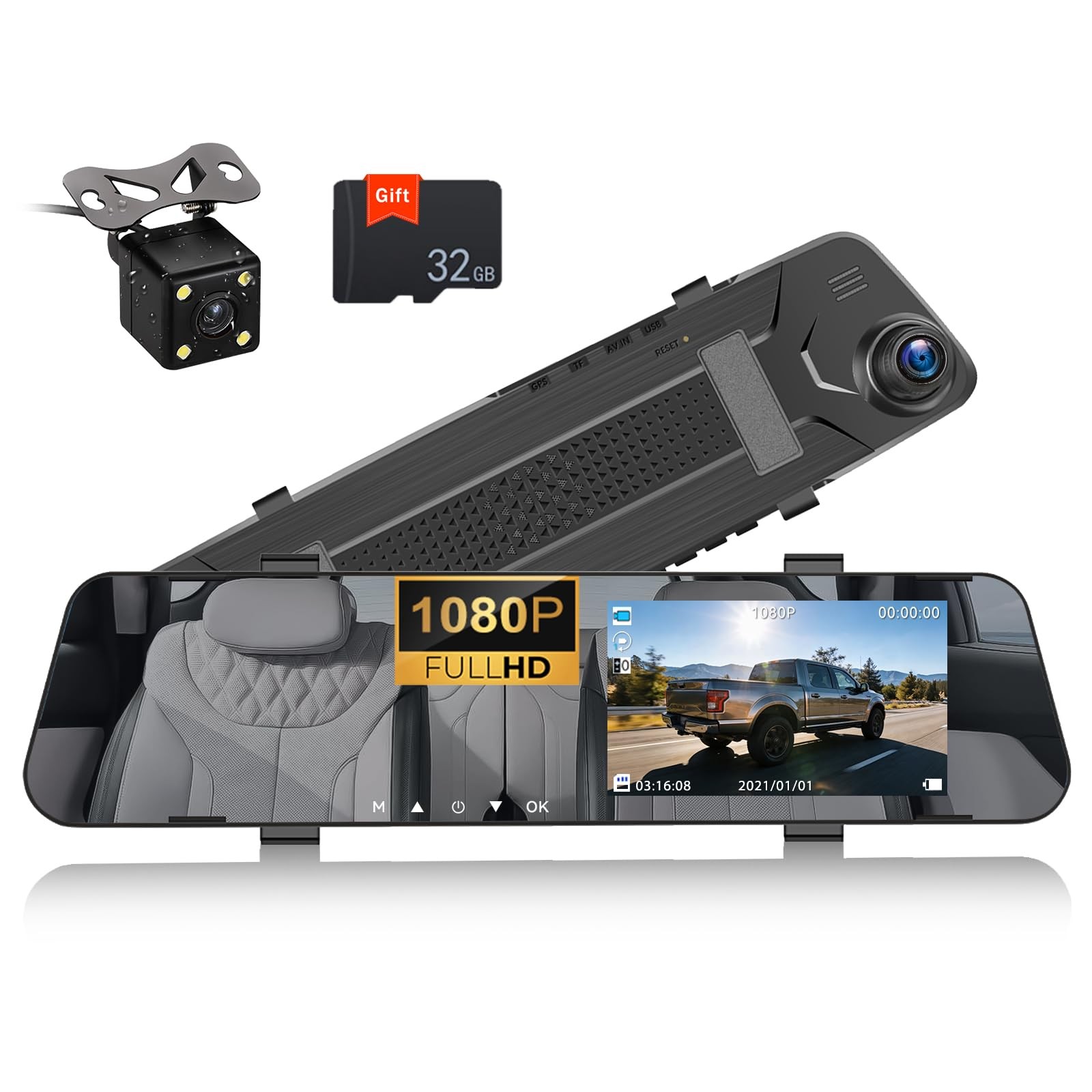 Mirror Dash Cam for Cars,4.5" Rear View Mirror 1080P Front and Rear View Dual...