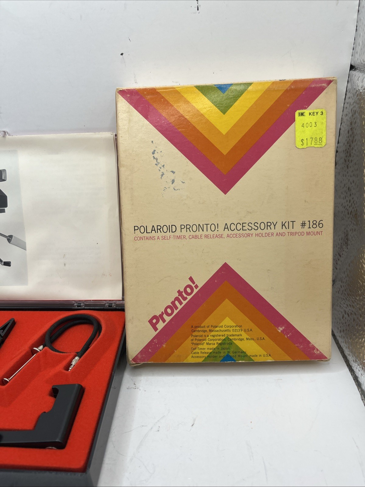 Polaroid Pronto! Accessory Kit #186 new in box self timer, cable release, holder