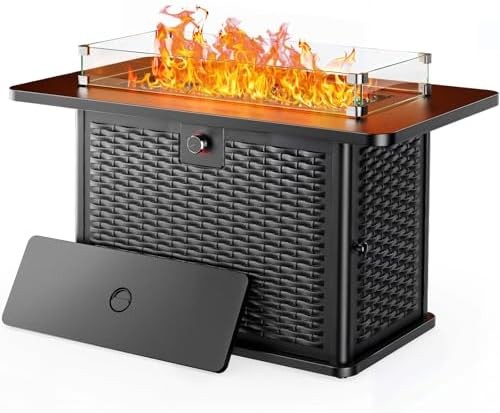 Ciays 43-Inch Rectangular Propane Fire Pit with 60,000 BTU Output, Fire Pit Tabl