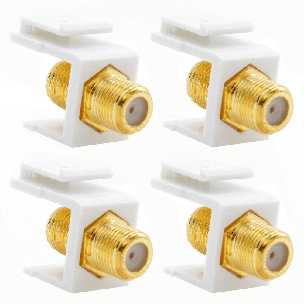 4 Pcs F Type Keystone Jack Coax Cable Connector Adapter Snap In Insert RG6 White