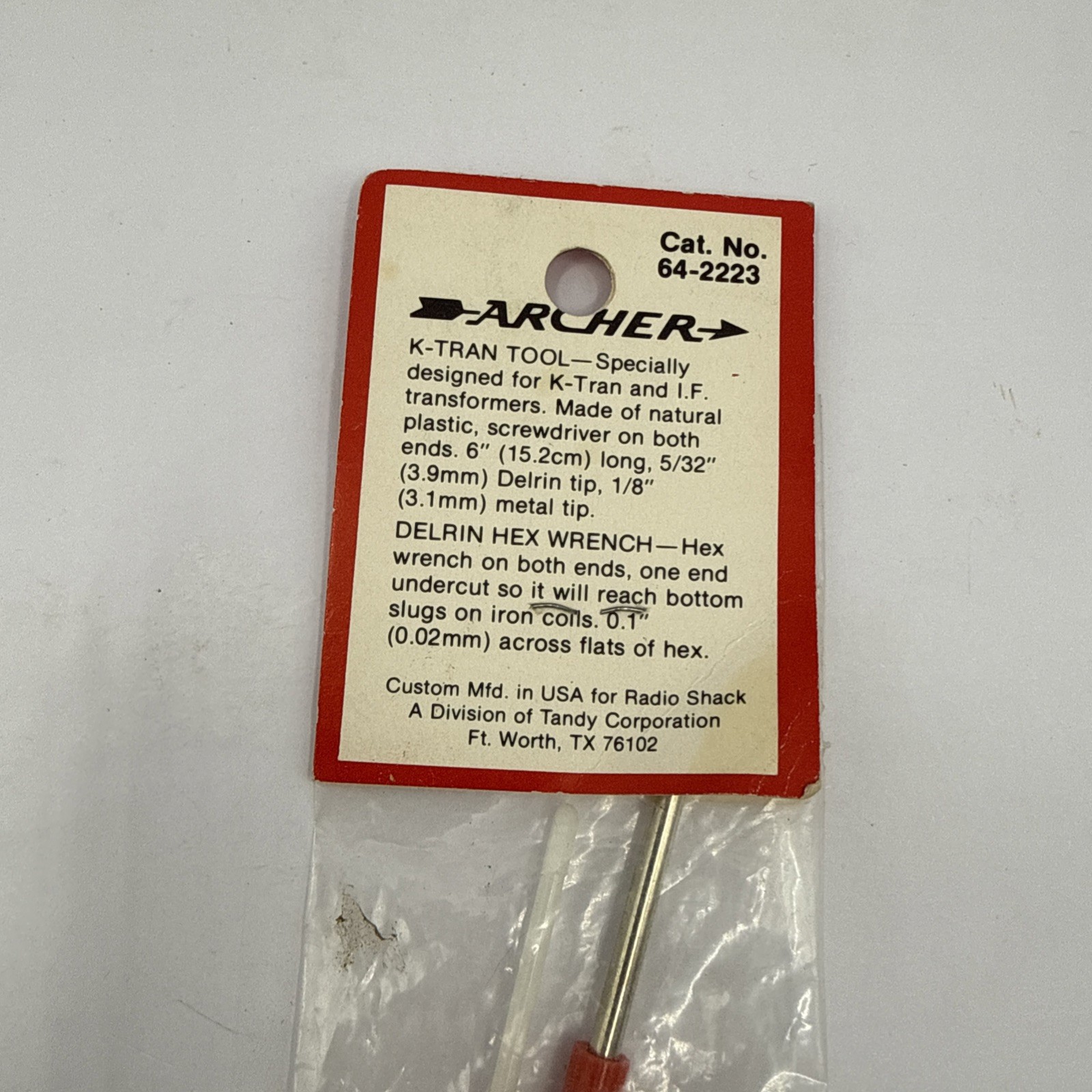 VINTAGE ARCHERS ELECTRONICS 64-2223 UNIVERSAL TV CRT ALIGNMENT TOOL SET KIT