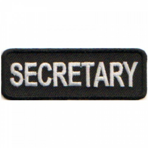 Motorcycle Biker Vest Jacket Patch - Black Secretary 3x1" Patch