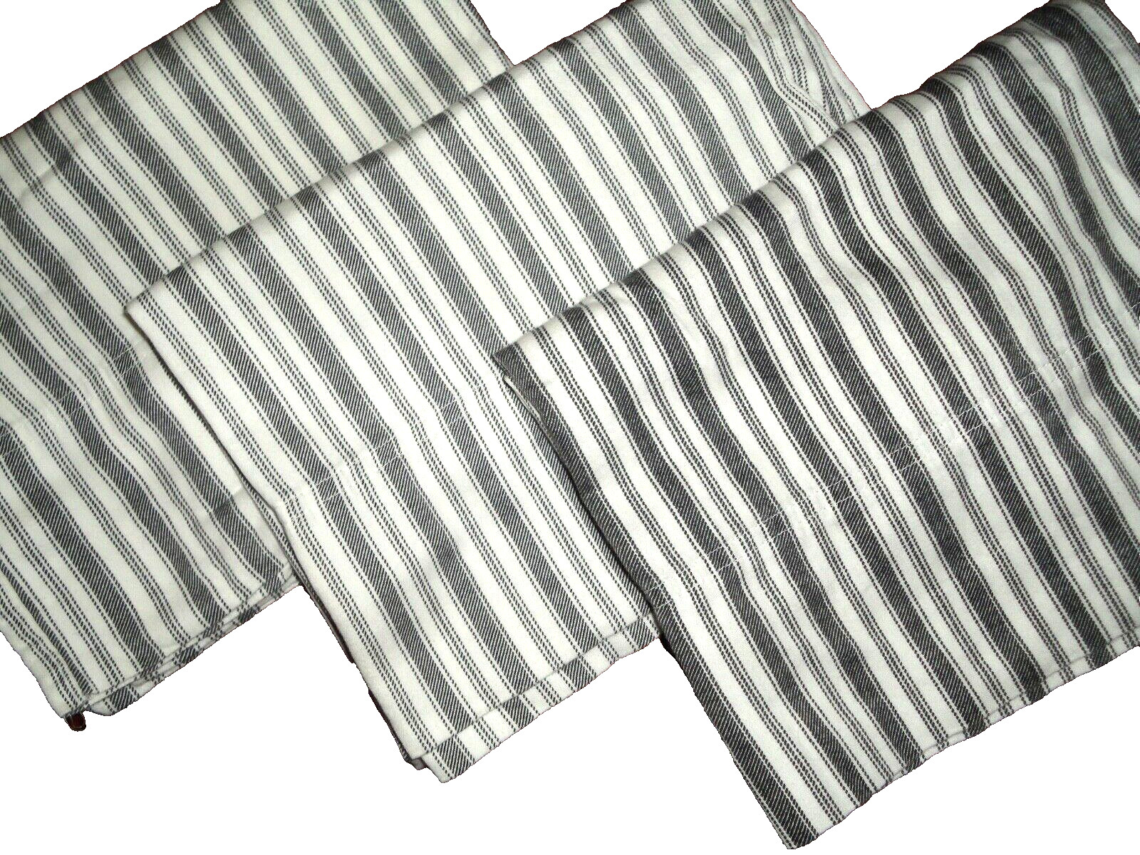 BETTER HOMES GRAY & WHITE TICKING STRIPES (3) STANDARD PILLOWCASES 19 X 30